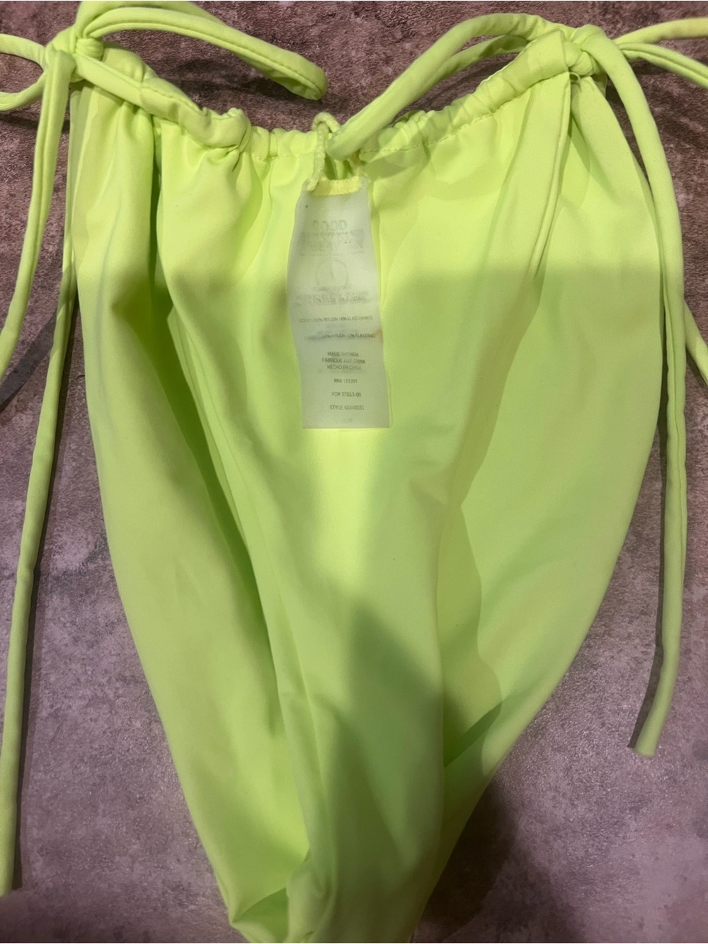Good American Neon Lime Tie-Side Bikini Bottoms Size Small